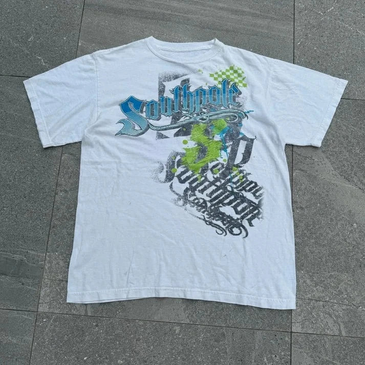 Hip Hop T-Shirt Streetwear Women Vintage Graphic American Style Fashion Baggy Pure Tops Leisure Couple Short Sleeves Clothing