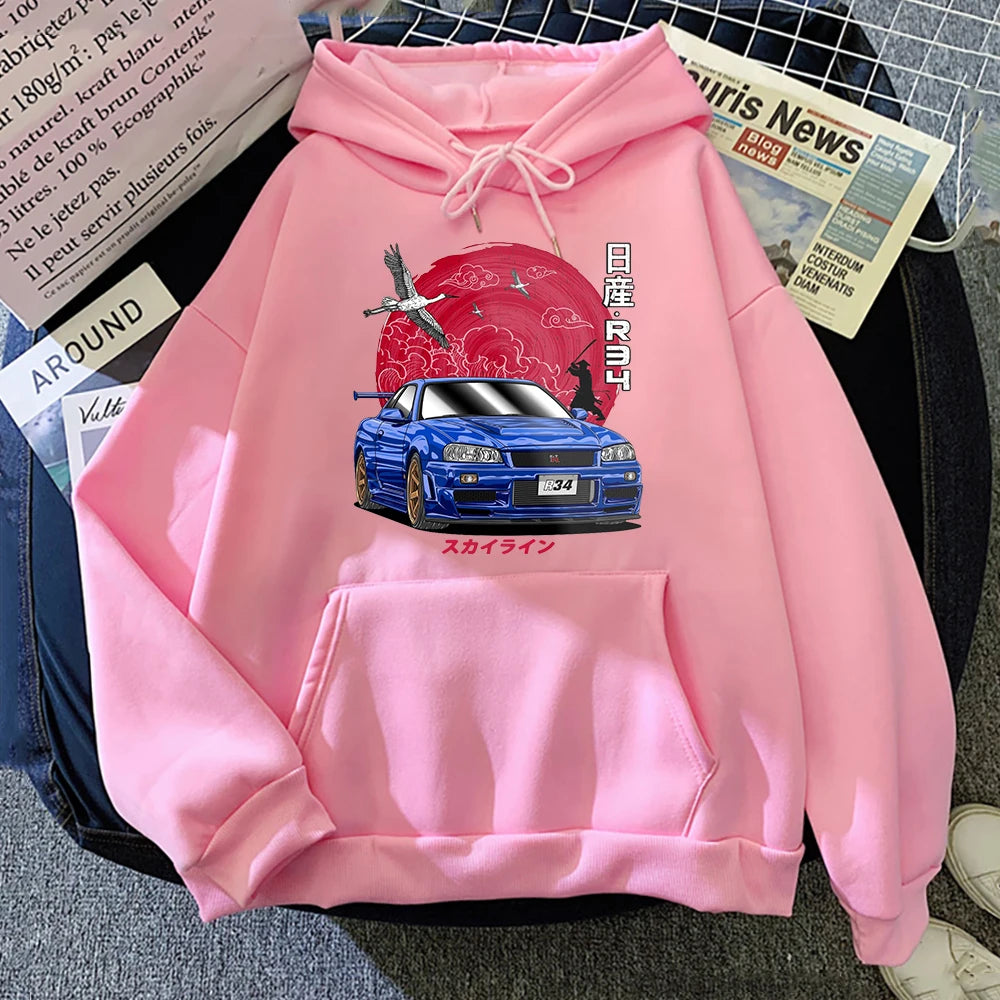 2024 First D Supra n JDM Men's and Women's Competition Loose Print Random Long sleeved Japanese Sports Random Sweatshirt