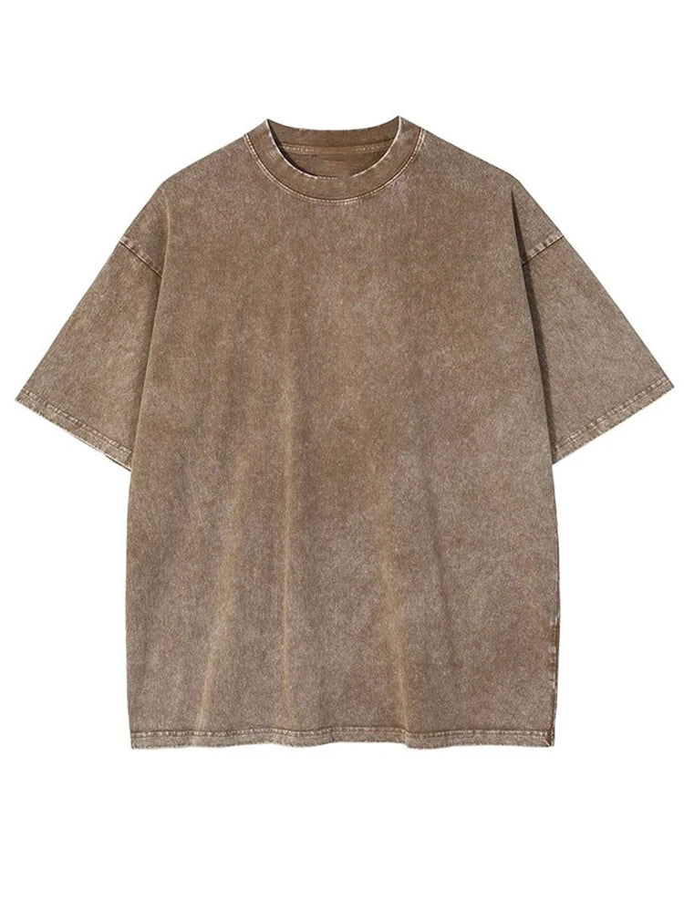 2026 Streetwear Washed Vintage T-Shirts Hip Hop Retro Punk T Shirt Women Tops Cotton Neutral Short Sleeve Acid Wash TShirts