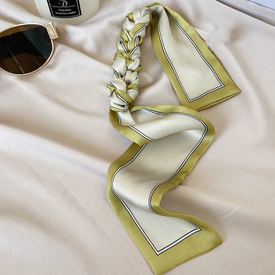 White and tender light-colored small silk scarves for women, thin streamers in spring and summer, hair tied, bag decoration