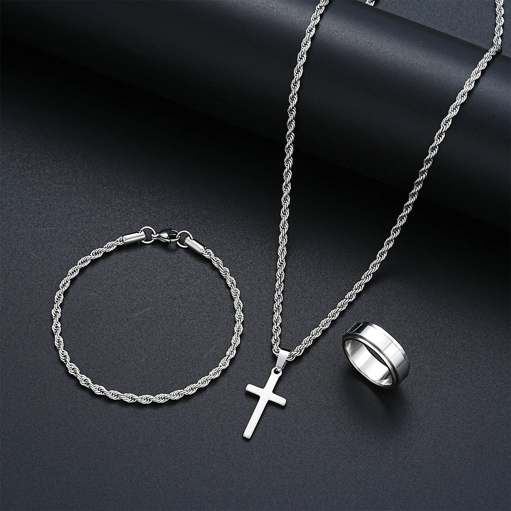 Stainless Steel Simple Jewelry Set For Men