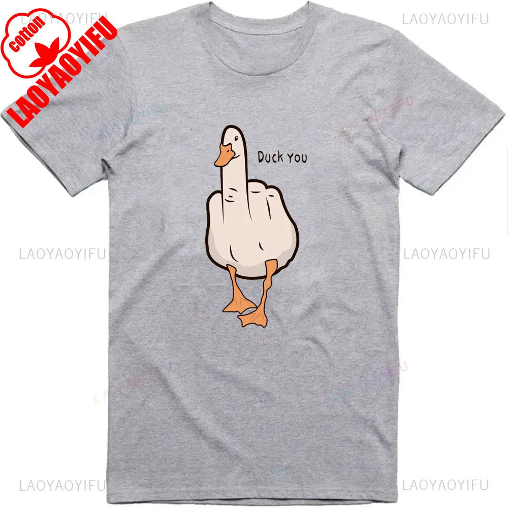 Mens Funny T-Shirt Rude Seagull Design Regular Fit Cotton Tee Women Men Print Cartoon Graphic Cotton T Shirts Breathable Workout