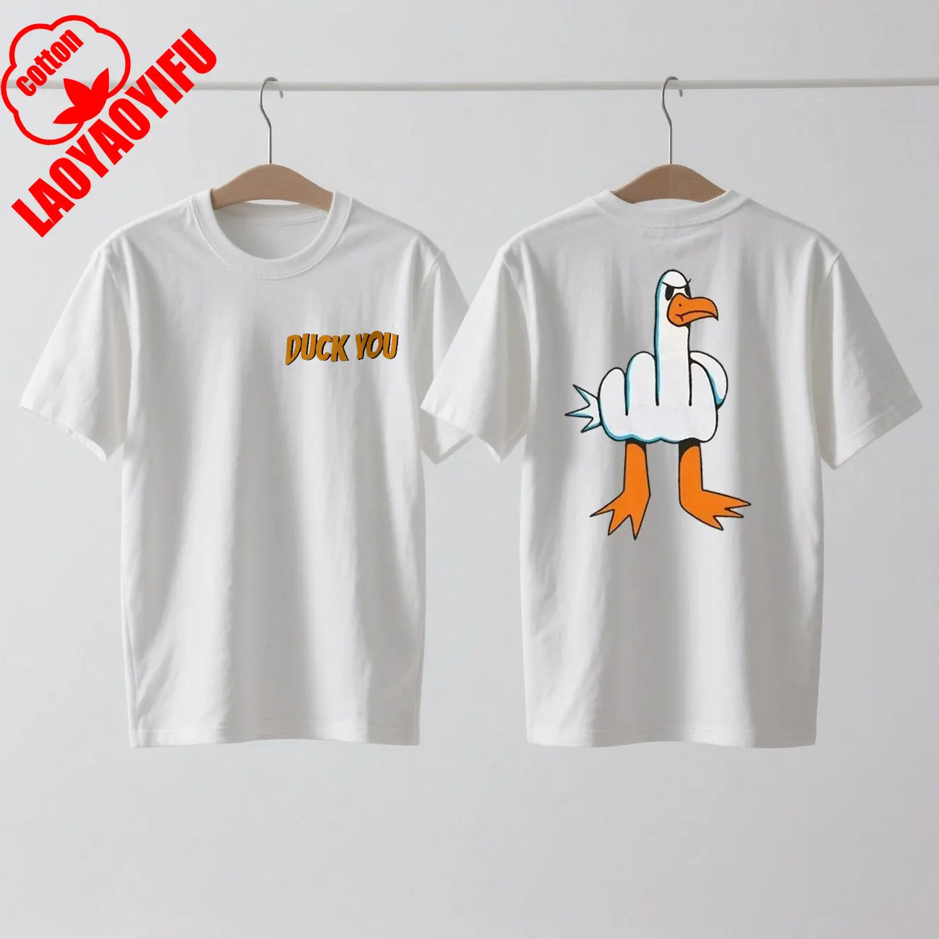 Mens Funny T-Shirt Rude Seagull Design Regular Fit Cotton Tee Women Men Print Cartoon Graphic Cotton T Shirts Breathable Workout