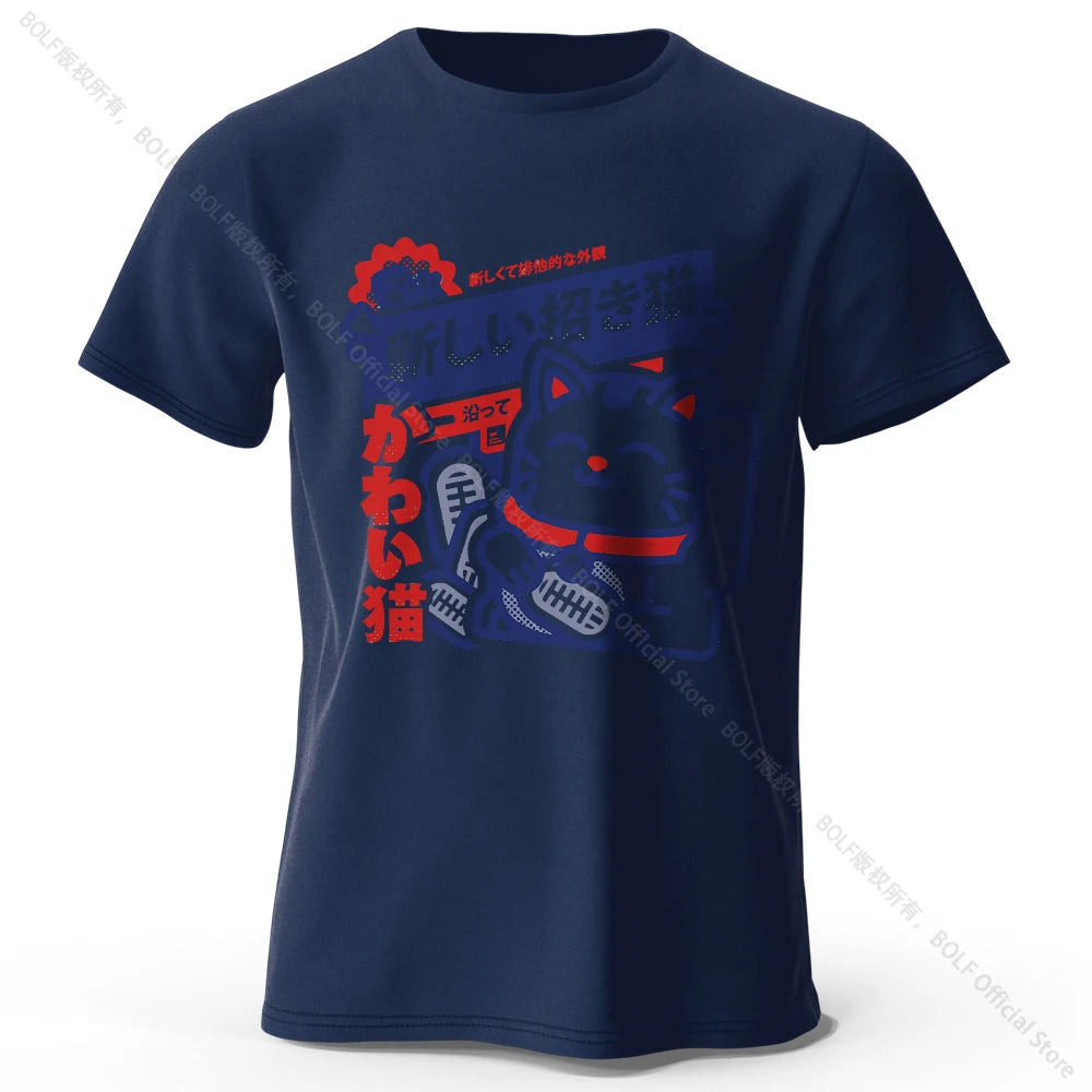 Kawaii Anime Printed 100% Cotton T-Shirt, Soft & Breathable Round Neck Short Sleeve Tee, Unisex Harajuku Style