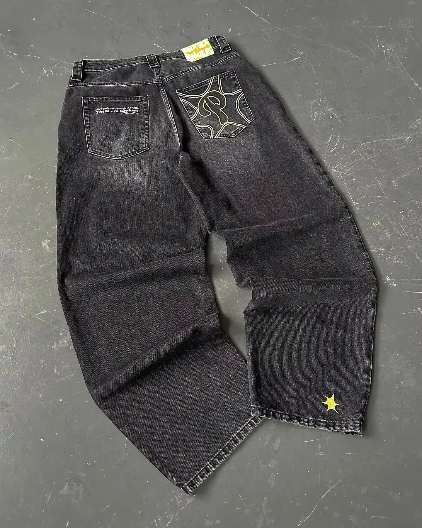American Fashion Trend Joker Pattern Embroidered Loose Jeans Street Y2K New Hip Hop Oversized Wide-leg Pants Unisex Jeans