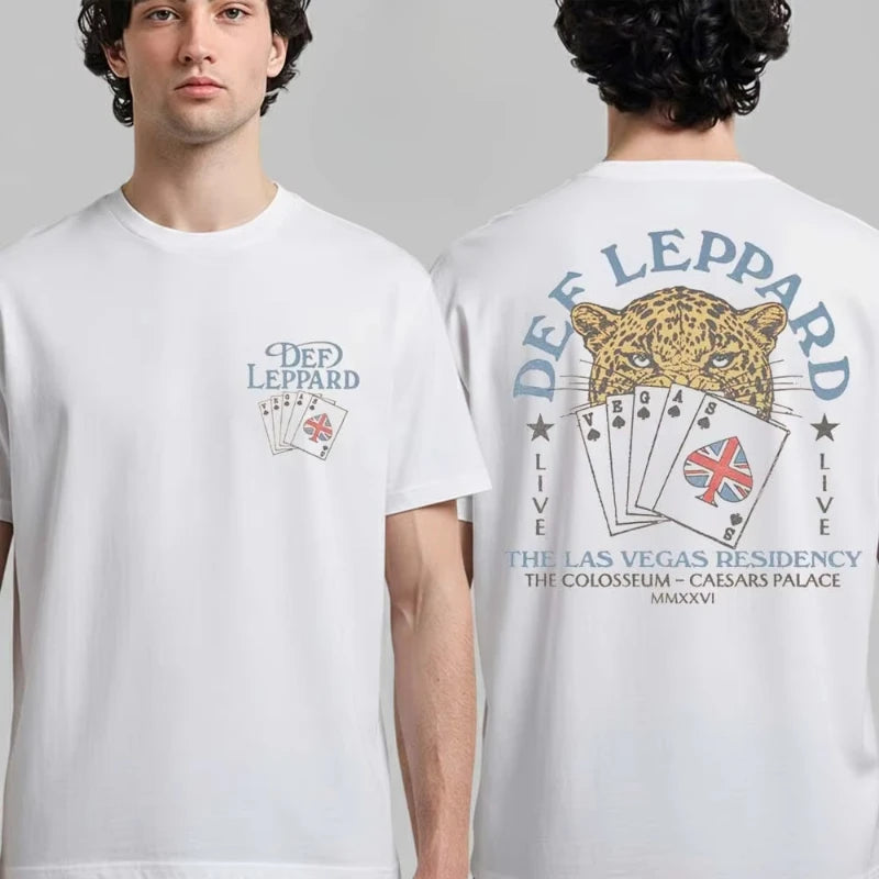 Streetwear fashion summer new T-shirt, British hard rock band Def Leppard pattern printed T-shirt