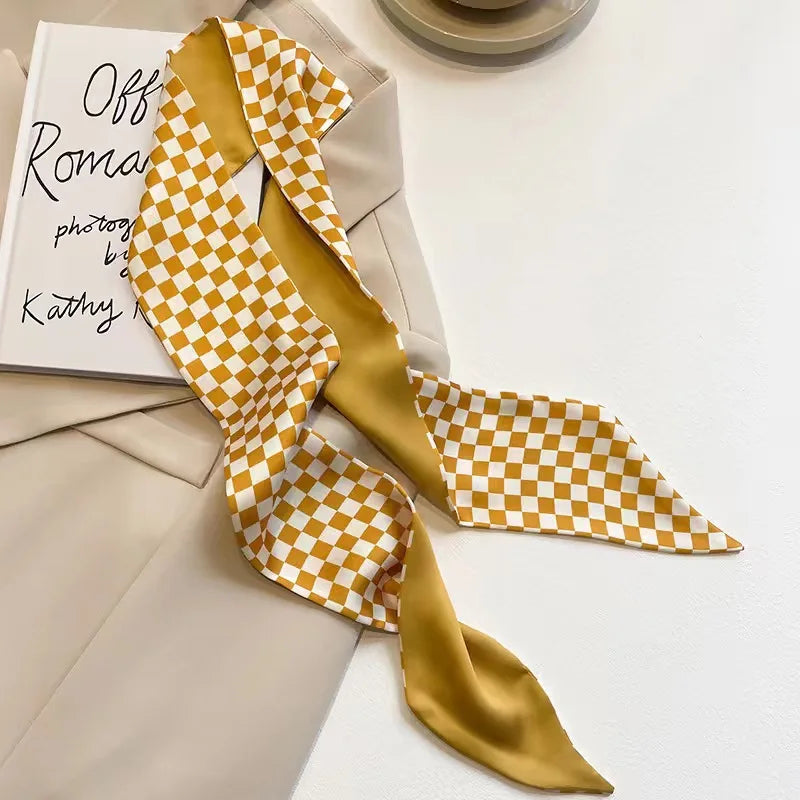 White and tender light-colored small silk scarves for women, thin streamers in spring and summer, hair tied, bag decoration