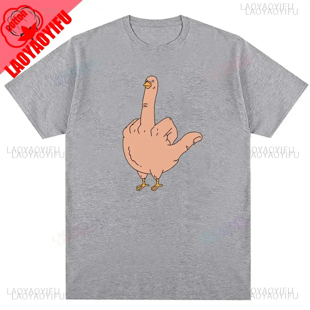 Mens Funny T-Shirt Rude Seagull Design Regular Fit Cotton Tee Women Men Print Cartoon Graphic Cotton T Shirts Breathable Workout