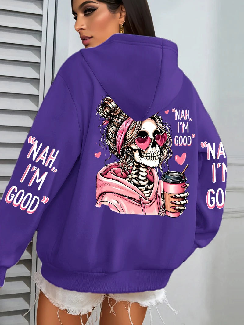 Expensive Talks Back Funny Printing Womens Hoodie Loose Multicolor Pullovers Fleece Autumn Sportswear Casual Pocket Hoody