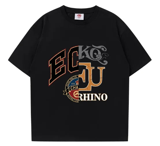 Summer Streetwear Heavyweight Couple Style T-Shirt Short Sleeve Loose Fit Versatile for Both Men and Women with High-Class