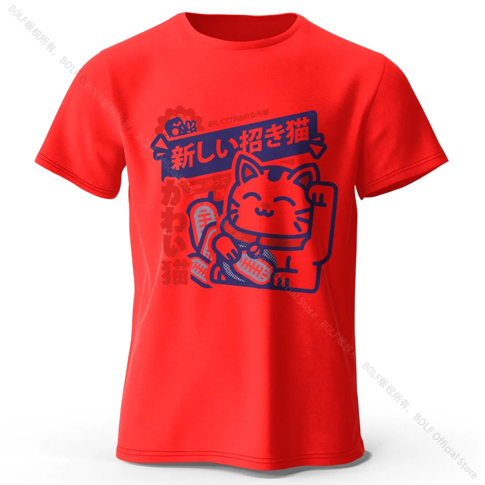 Kawaii Anime Printed 100% Cotton T-Shirt, Soft & Breathable Round Neck Short Sleeve Tee, Unisex Harajuku Style