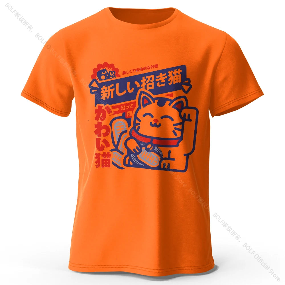Kawaii Anime Printed 100% Cotton T-Shirt, Soft & Breathable Round Neck Short Sleeve Tee, Unisex Harajuku Style