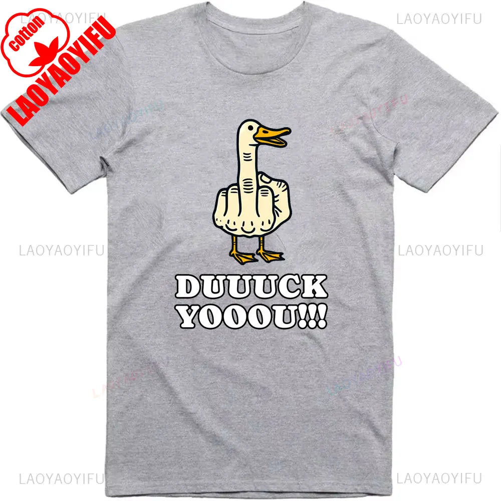 Mens Funny T-Shirt Rude Seagull Design Regular Fit Cotton Tee Women Men Print Cartoon Graphic Cotton T Shirts Breathable Workout