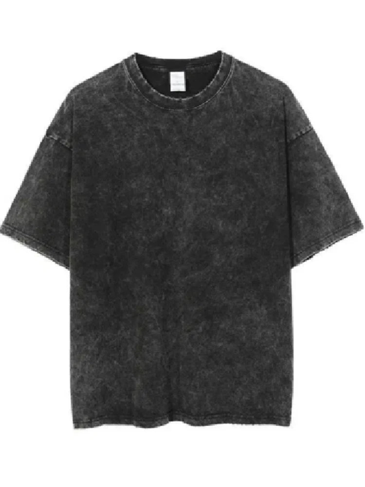 2026 Streetwear Washed Vintage T-Shirts Hip Hop Retro Punk T Shirt Women Tops Cotton Neutral Short Sleeve Acid Wash TShirts