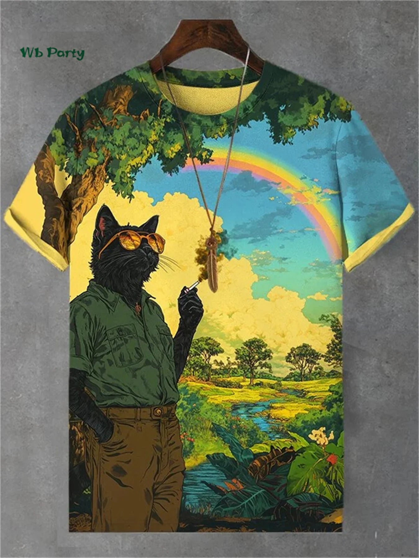 Cat Pattern Men's T-Shirt 3D Print Funny Animal Short Sleeve T-Shirt Oversized Tops Summer Daily Outdoor Casual Men's Clothing