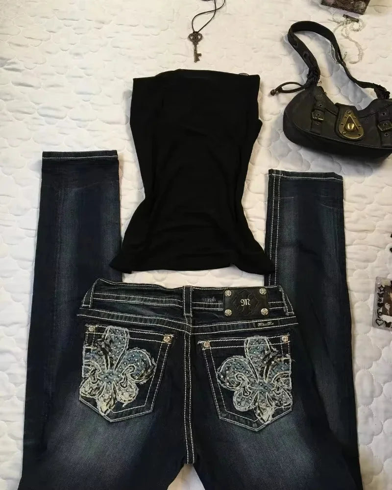 American Fashion Trend Joker Pattern Embroidered Loose Jeans Street Y2K New Hip Hop Oversized Wide-leg Pants Unisex Jeans
