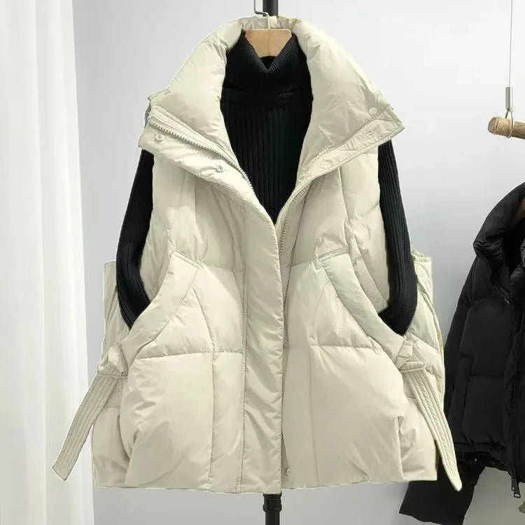 Autumn Winter Women Down Vest Jacket 2025 New Women Sleeveless Waistcoat Stand Collar Women Cotton Vest Coat Women Waistcoat Top