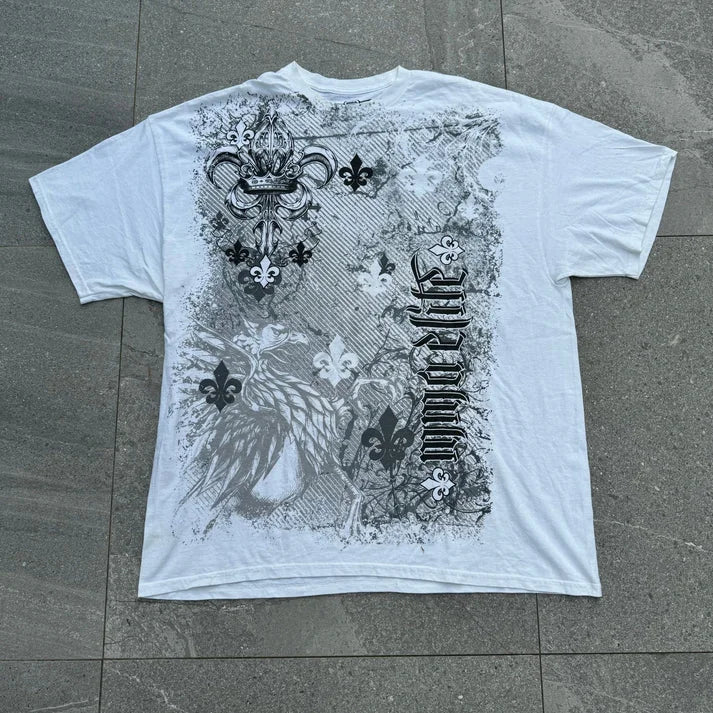 Hip Hop T-Shirt Streetwear Women Vintage Graphic American Style Fashion Baggy Pure Tops Leisure Couple Short Sleeves Clothing
