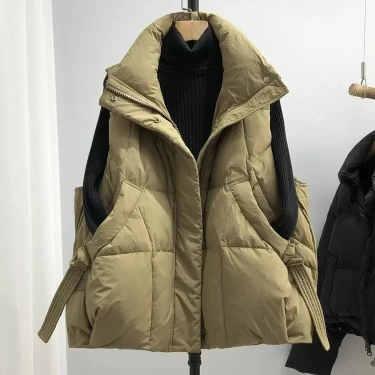 Autumn Winter Women Down Vest Jacket 2025 New Women Sleeveless Waistcoat Stand Collar Women Cotton Vest Coat Women Waistcoat Top