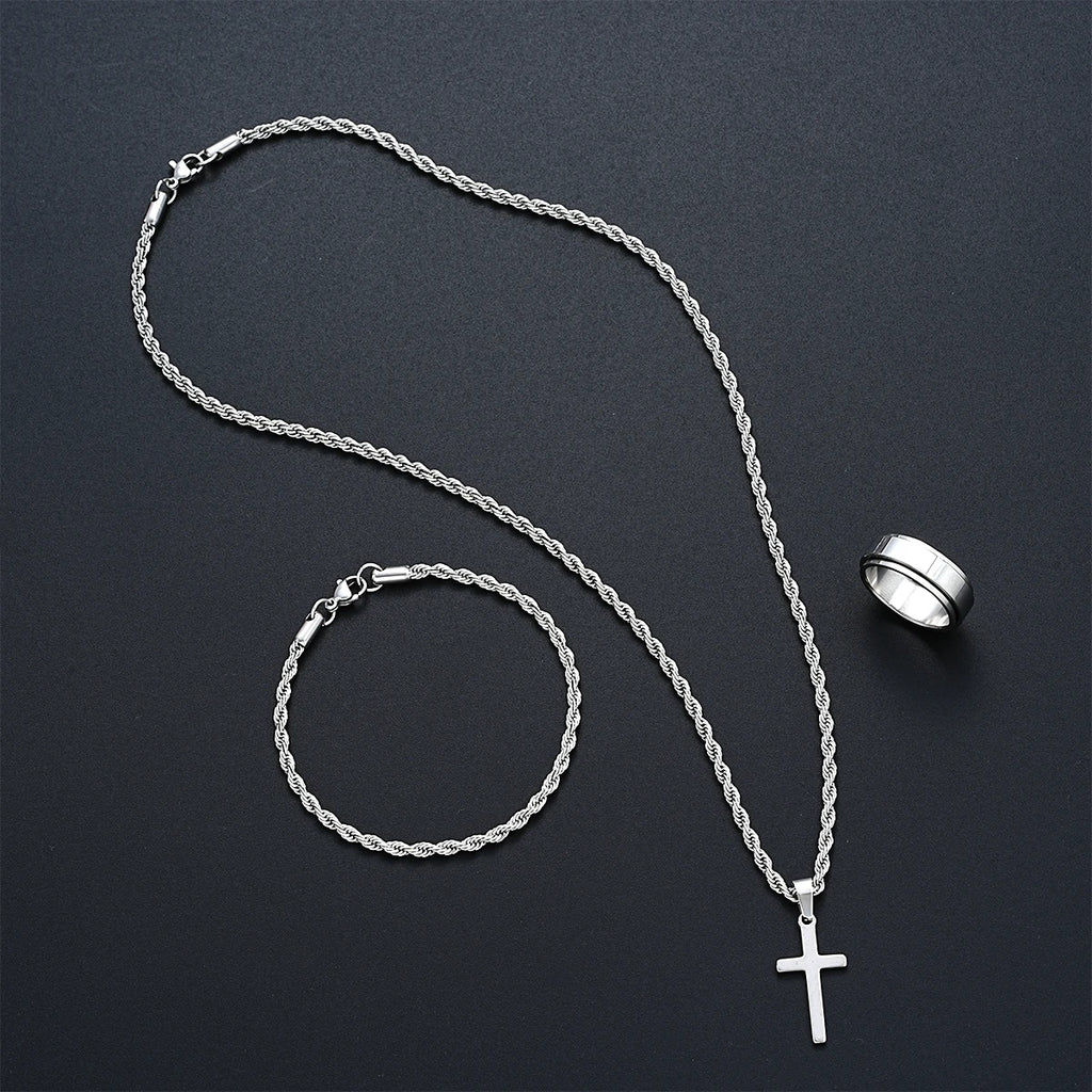 Stainless Steel Simple Jewelry Set For Men
