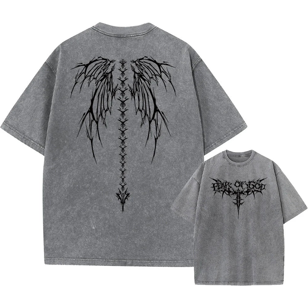 Oversized Printed Tshirts Men Gym Vintage Heavyweight T Shirts Cotton Workout Acid Wash Baggy Tees Street Fashion Tops Unisex