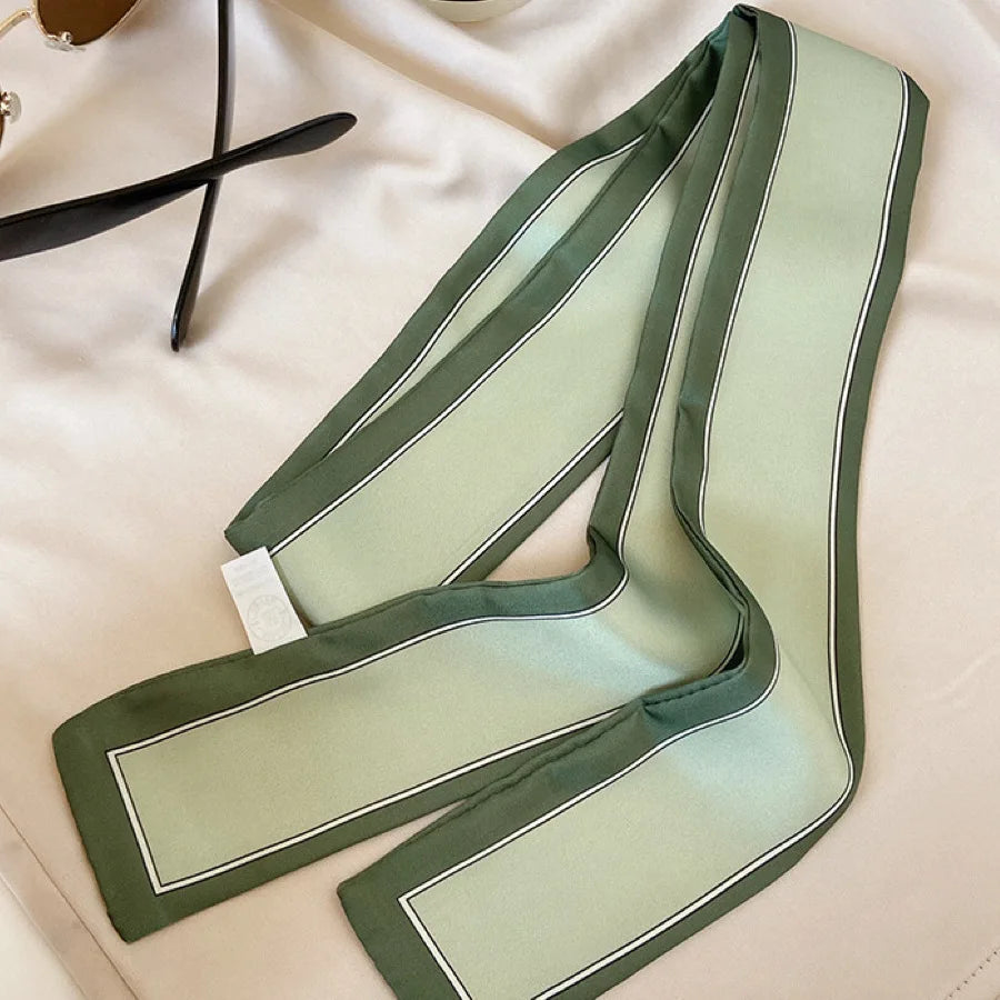 White and tender light-colored small silk scarves for women, thin streamers in spring and summer, hair tied, bag decoration