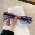Sunglasses European and American Men's and Women's Frameless Imitation Wood Grain Leg Sunglasses