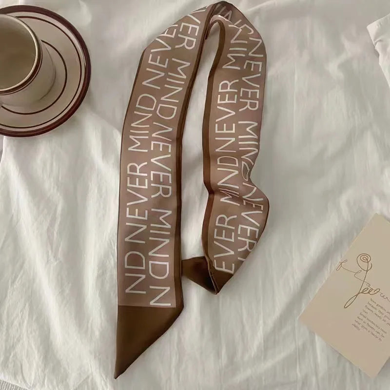 White and tender light-colored small silk scarves for women, thin streamers in spring and summer, hair tied, bag decoration