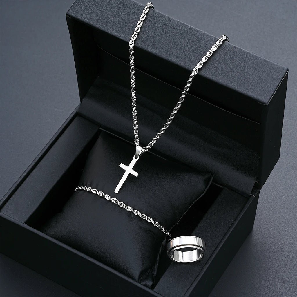 Stainless Steel Simple Jewelry Set For Men
