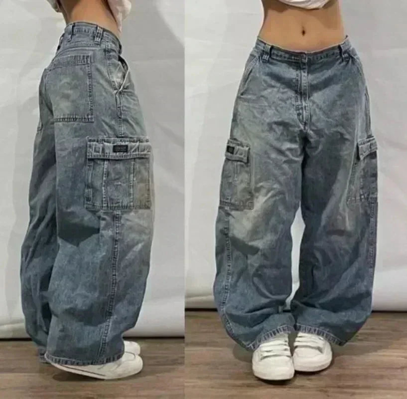 American Fashion Trend Joker Pattern Embroidered Loose Jeans Street Y2K New Hip Hop Oversized Wide-leg Pants Unisex Jeans