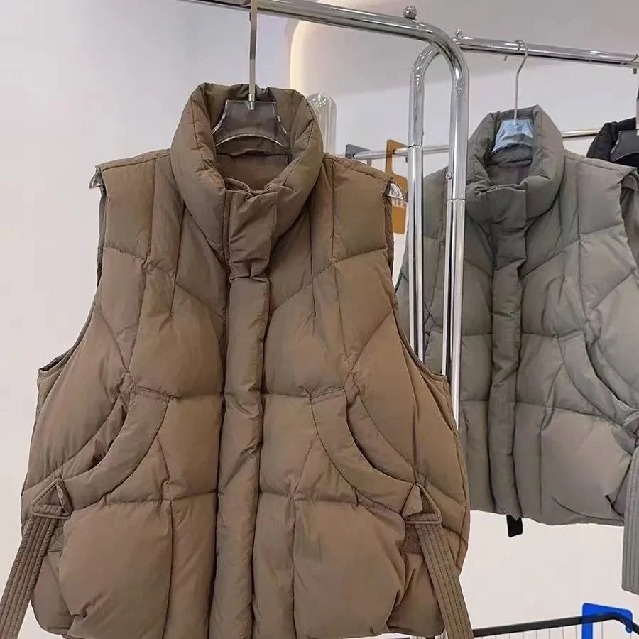 Autumn Winter Women Down Vest Jacket 2025 New Women Sleeveless Waistcoat Stand Collar Women Cotton Vest Coat Women Waistcoat Top