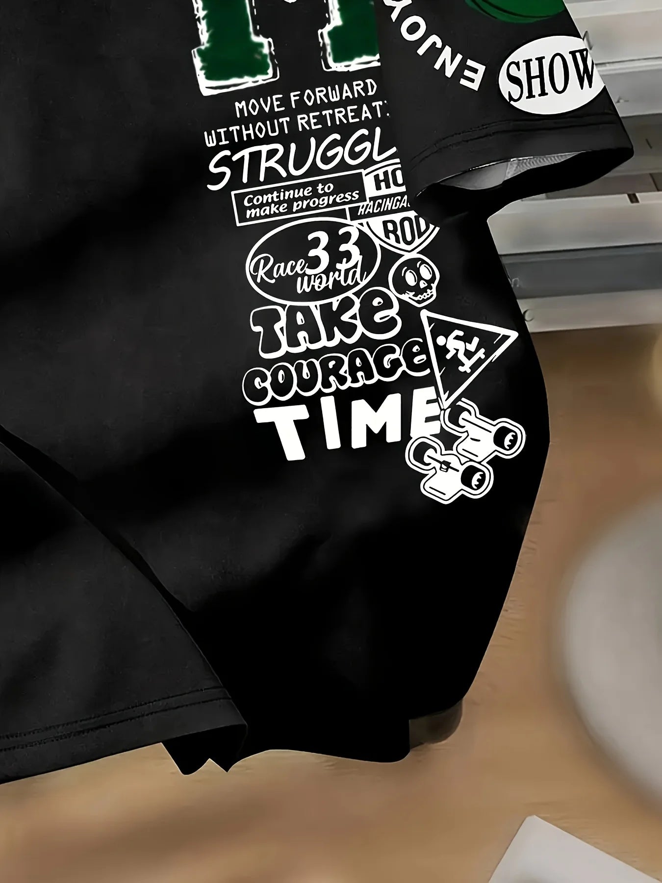 Fashionable new men's summer personalized letter graffiti print street style breathable round neck T-shirt outdoor high street t