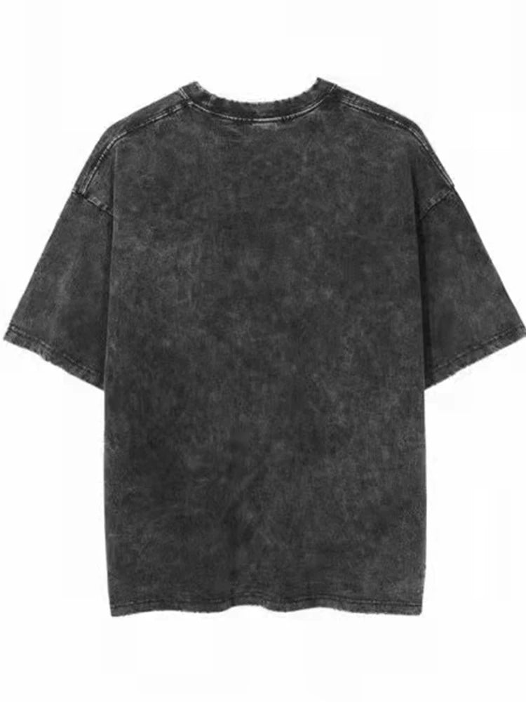 Washed Vintage T-Shirts Street Hip Hop Retro Punk T Shirt women Harajuku Casual Cotton Short Sleeve Acid Wash TShirts top