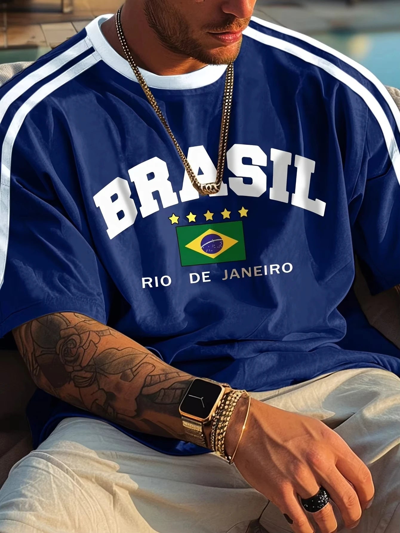 2025 Summer New Five-star Brasil Print T-shirt For Men Short Sleeve O-neck Tees Vintage Casual Sports Mesh Jersey Oversized Tops