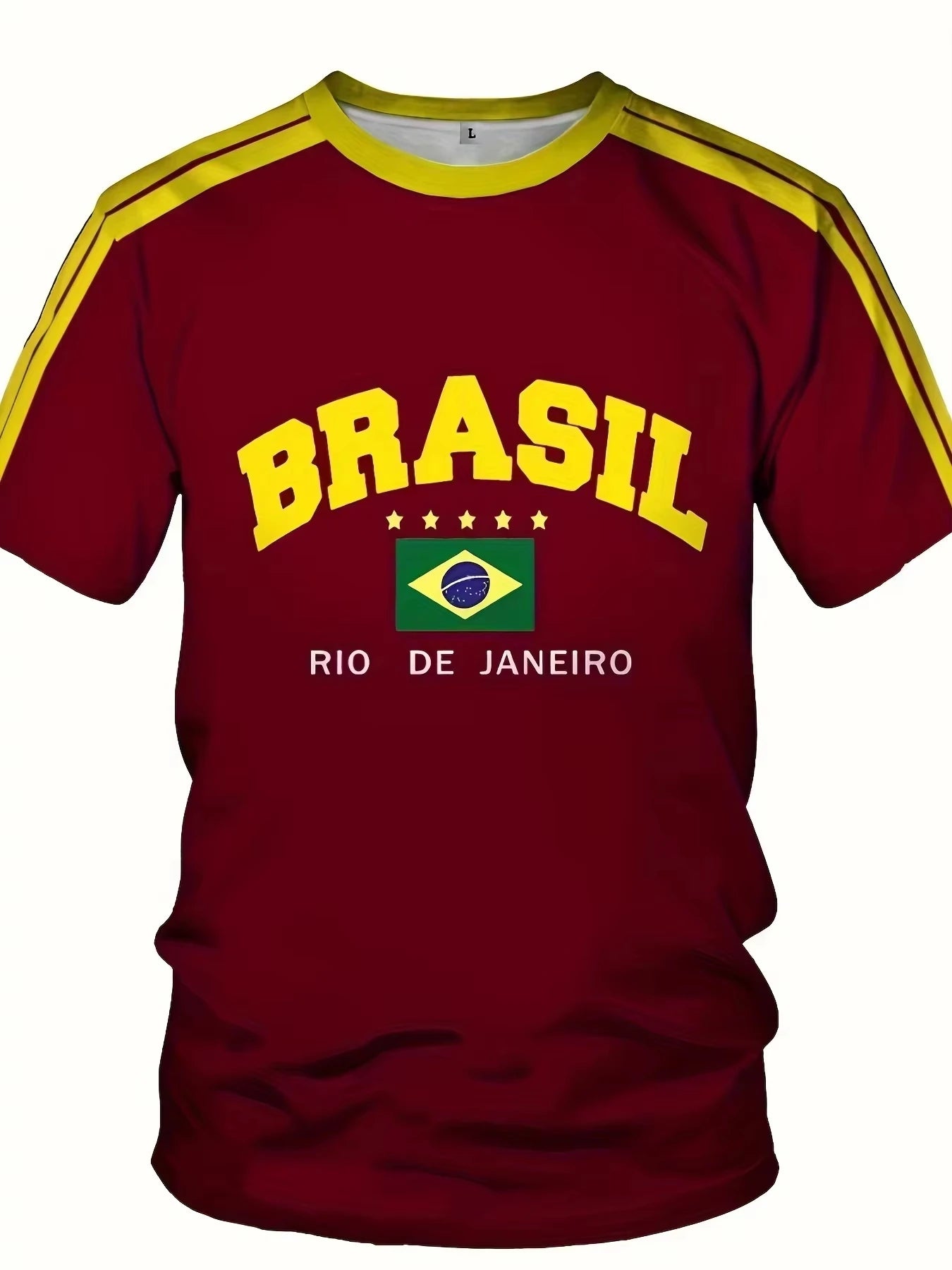 2025 Summer New Five-star Brasil Print T-shirt For Men Short Sleeve O-neck Tees Vintage Casual Sports Mesh Jersey Oversized Tops