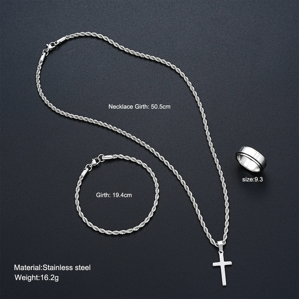 Stainless Steel Simple Jewelry Set For Men