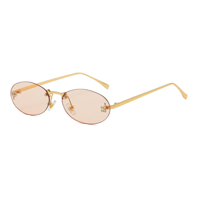 8115 Elegant Diamond Oval Sunglasses Male Letter "F" Rimless Sunglasses car sunglasses
