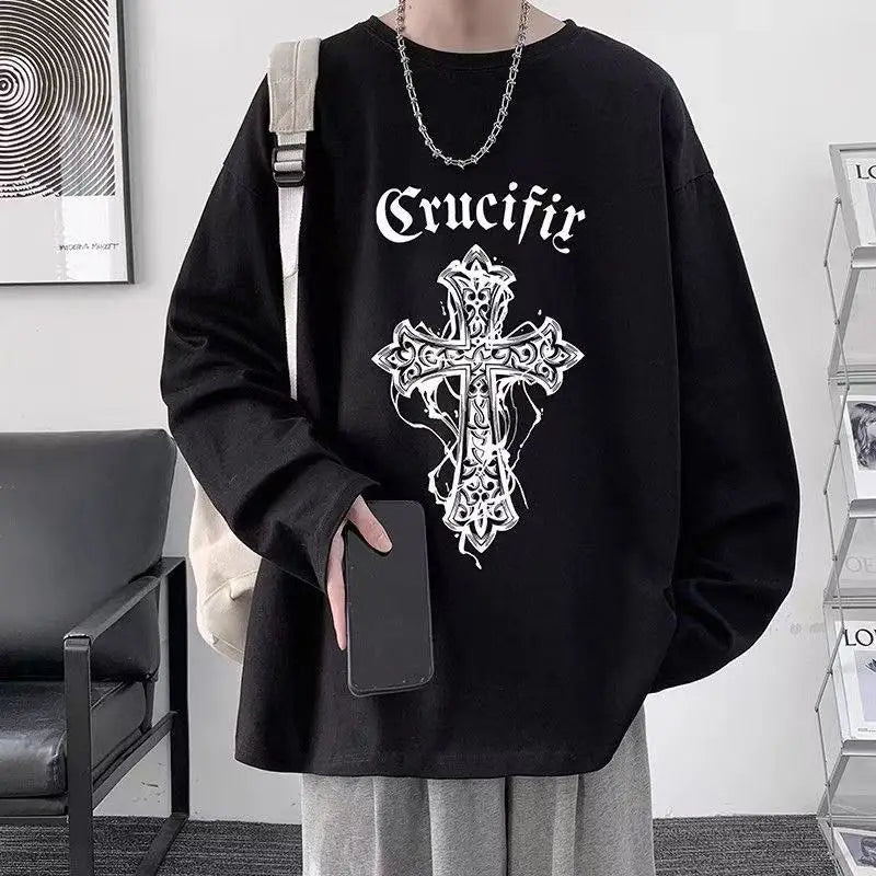 Men T Shirts autumn men Clothes anime casual Long Sleeved Oversized Y2K T-Shirt Harajuku Streetwear Academia Hip Hop tee tops