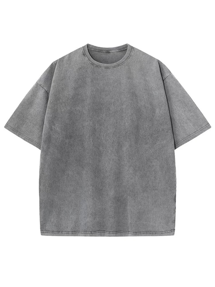 2026 Streetwear Washed Vintage T-Shirts Hip Hop Retro Punk T Shirt Women Tops Cotton Neutral Short Sleeve Acid Wash TShirts