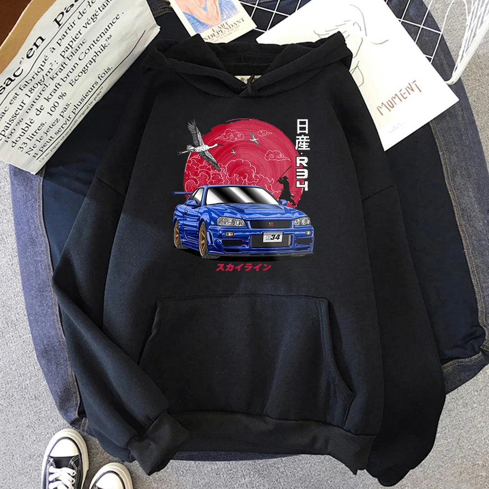 2024 First D Supra n JDM Men's and Women's Competition Loose Print Random Long sleeved Japanese Sports Random Sweatshirt