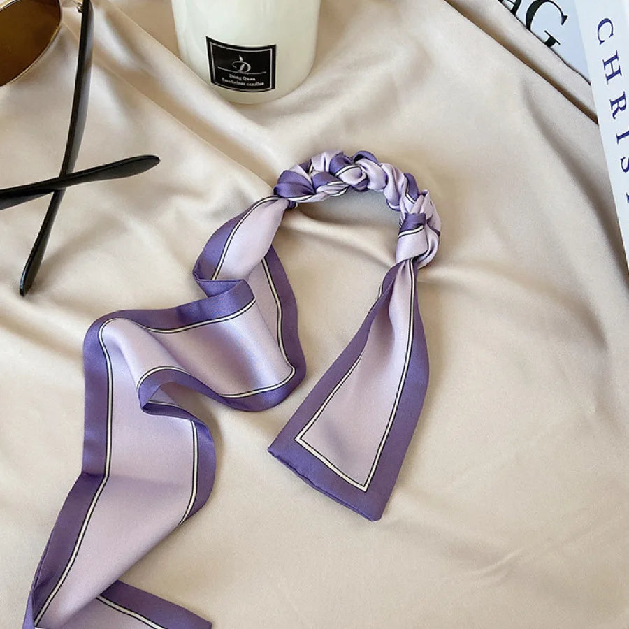White and tender light-colored small silk scarves for women, thin streamers in spring and summer, hair tied, bag decoration