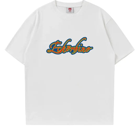 Summer Streetwear Heavyweight Couple Style T-Shirt Short Sleeve Loose Fit Versatile for Both Men and Women with High-Class