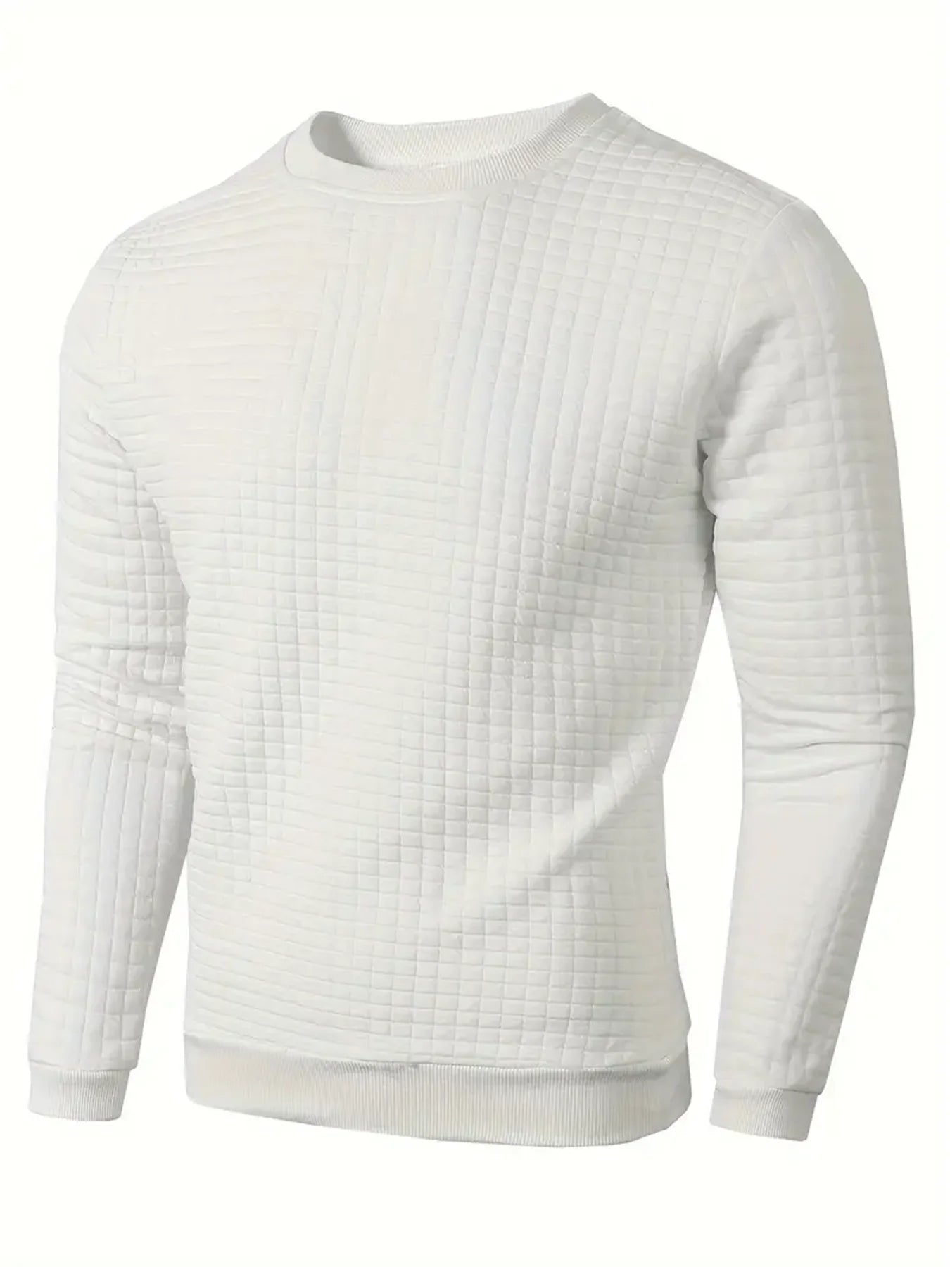 Autumn Men's Crew Neck Pullover Solid Color Casual Jacquard Check Sweatshirt Long Sleeve Warm Slim Sweaters Knitted Streetwear