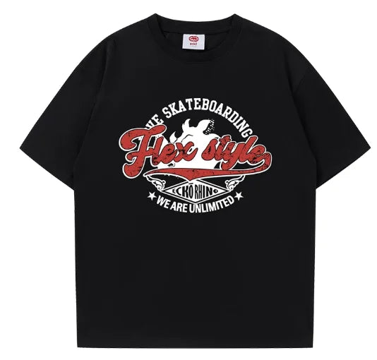 Summer Streetwear Heavyweight Couple Style T-Shirt Short Sleeve Loose Fit Versatile for Both Men and Women with High-Class