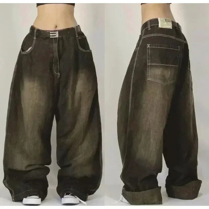 American Fashion Trend Joker Pattern Embroidered Loose Jeans Street Y2K New Hip Hop Oversized Wide-leg Pants Unisex Jeans