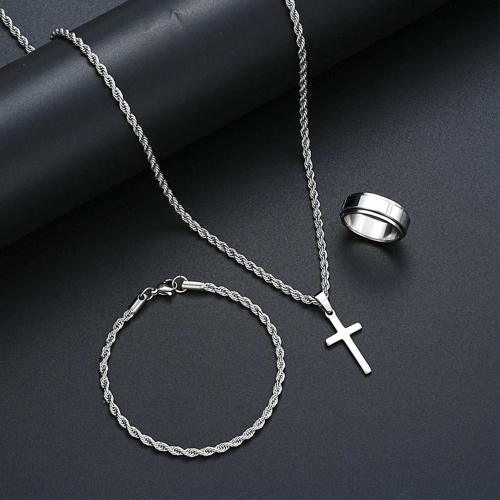 Stainless Steel Simple Jewelry Set For Men