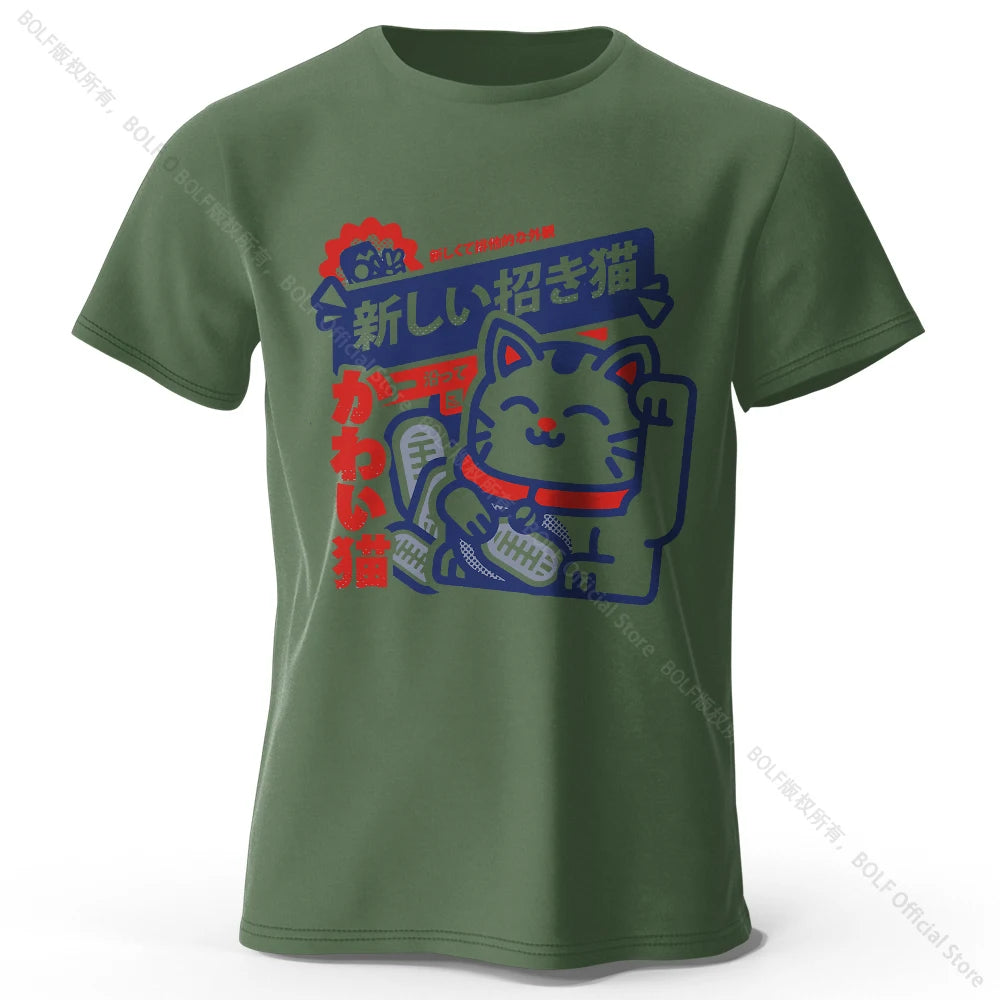 Kawaii Anime Printed 100% Cotton T-Shirt, Soft & Breathable Round Neck Short Sleeve Tee, Unisex Harajuku Style
