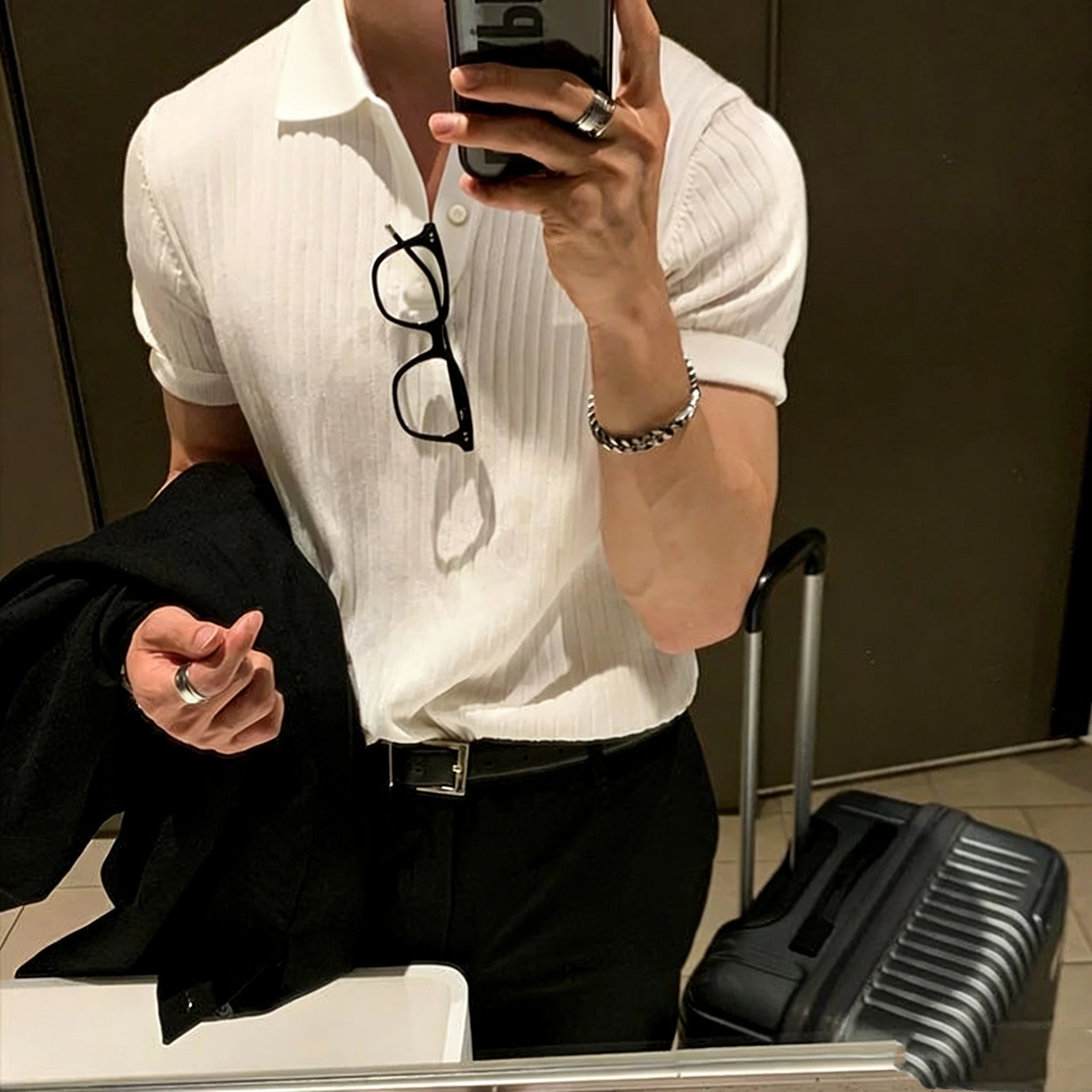 Summer Sports And Leisure Slim Fit T-Shirt Fashionable Men's Golf Polo Shirt Open Neck Breathable Quick Drying Short Sleeved Top