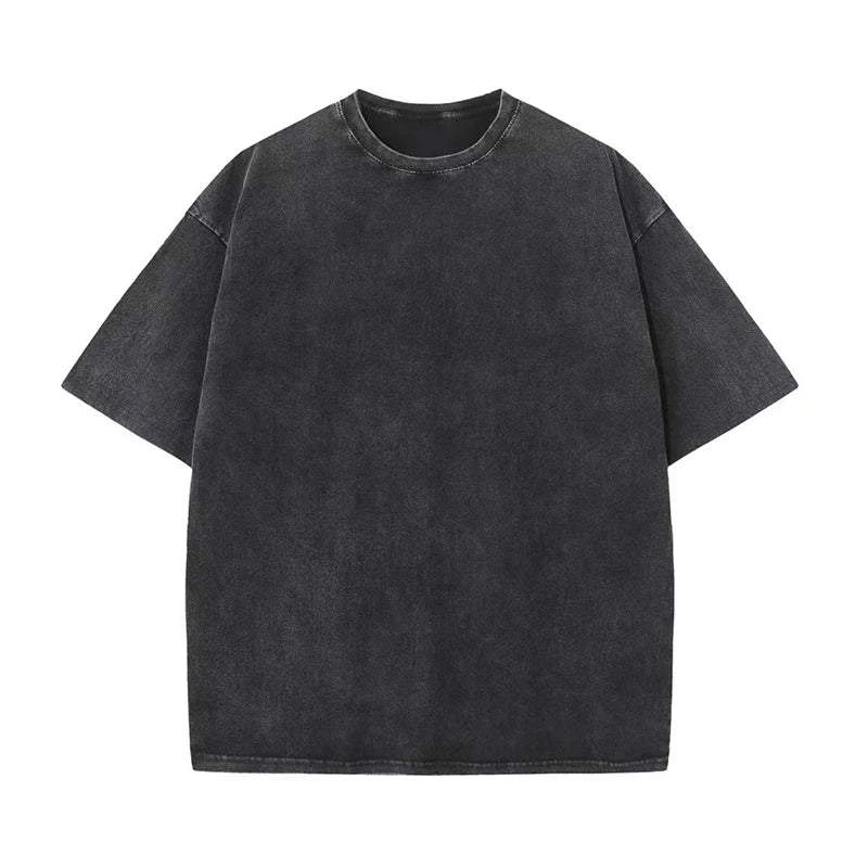 2026 Streetwear Washed Vintage T-Shirts Hip Hop Retro Punk T Shirt Women Tops Cotton Neutral Short Sleeve Acid Wash TShirts