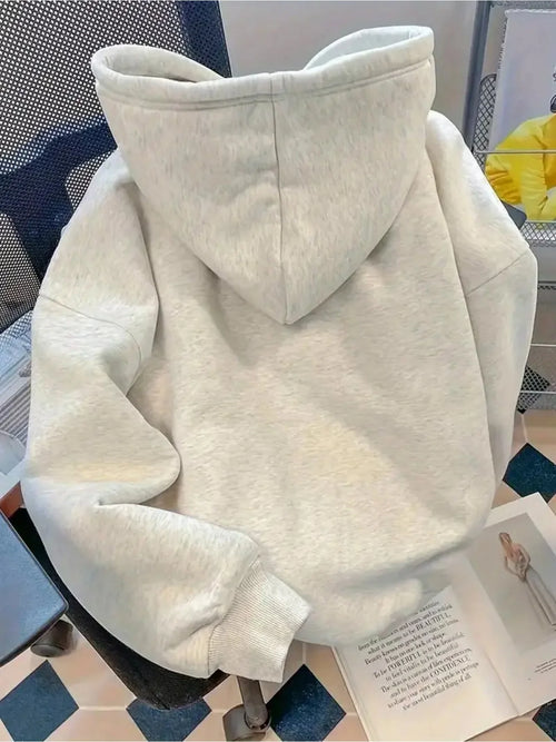 2025 Autumn/Winter Women's Grey Nautical Shell and Starfish Print Hoodie Pullover Shell Logo Soft Casual Wear Fall Clotheswinter